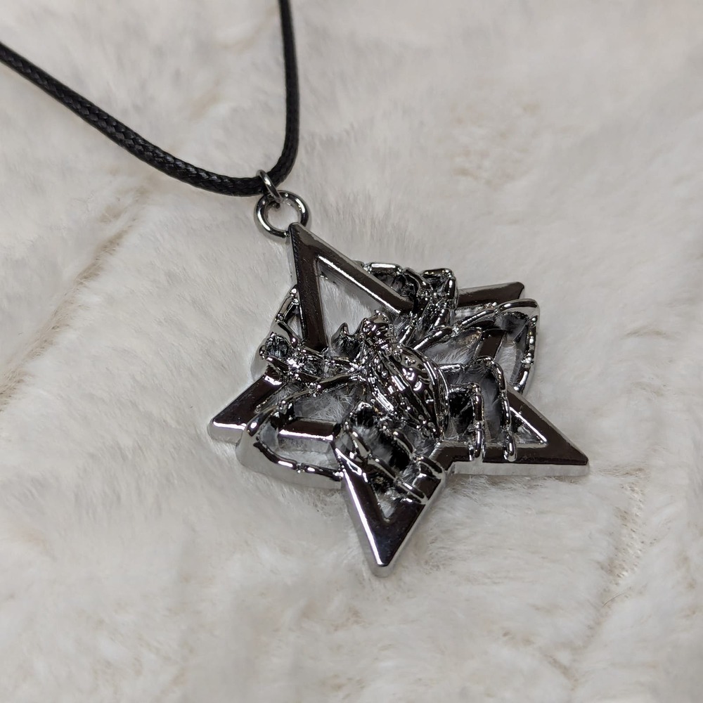 Y2k Style Large Star With Spider Gothic Charm on a Rope Necklace